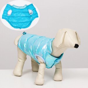 Куртка для собак двухсторонняя с утяжкой, размер 18 (дс 40 см, ог 50 см, ош 38 см), голубая