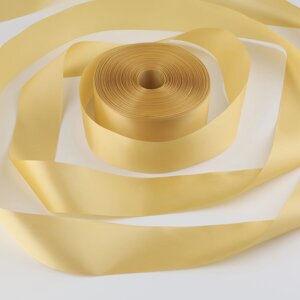 Лента атласная, 50 мм 100 5 м, цвет светло-золотой