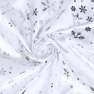 Лоскут атласа, белый со снежинками, 100 150 см