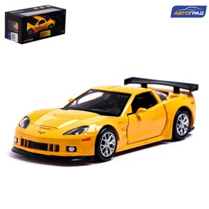 Машина металлическая chevrolet corvette c6-r, 1:32, открываются двери, инерция, цвет желтый