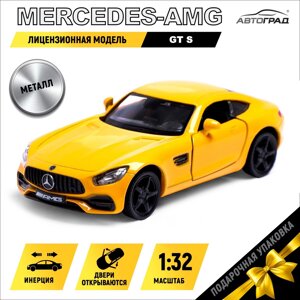 Машина металлическая mercedes-amg gt s, 1:32, открываются двери, инерция, цвет желтый