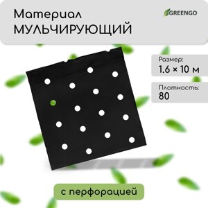 Материал мульчирующий, с перфорацией, 10 1,6 м, плотность 80 г/м²спанбонд с уф-стабилизатором, черный, greengo, эконом 30%