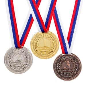 Медаль призовая 063, d= 5 см. 2 место. цвет серебро. с лентой