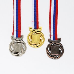 Медаль призовая 192, d= 4 см. 3 место. цвет бронза. с лентой