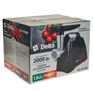 Мясорубка DELTA DL-6104M черный с красным