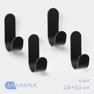 Набор металлических самоклеящихся крючков savanna black loft hook, 4 шт, 2,85,51,8 см