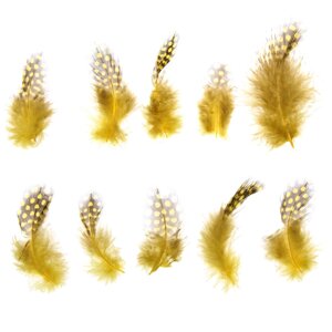 Набор перьев для декора 10 шт., размер 1 шт: 5 2 см, цвет желтый с коричневым