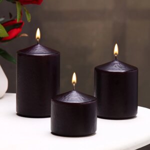 Набор свечей - цилиндров 3в1 (6х11 см, 6х8 см, 6х6,5 см), черный