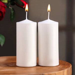 Набор свечей цилиндров, 5х12 см, 2 шт, белая