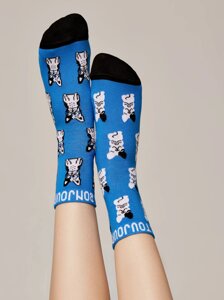 Носки женские Хлопковые носки с рисунком «French bulldog»