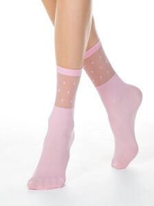 Носки женские Удлиненные носки с прозрачным верхом FANTASY в горошек