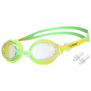 Очки для плавания детские onlytop, беруши, цвет салатовый/желтый