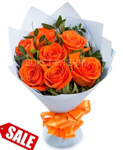 Оранжевые Розы с Фисташкой в Упаковке