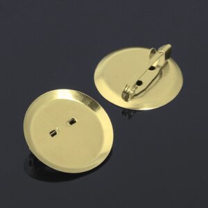 Основа для броши с круглым основанием см-367, набор 5 шт.) 25 мм, цвет золото