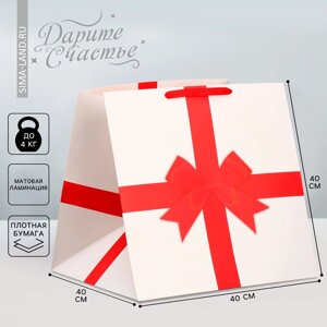 Пакет подарочный квадратный, упаковка, red, 40 х 40 х 40 см