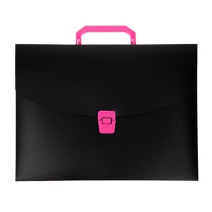 Папка портфель а4, 700 мкм, 1 отделение, calligrata, черный с розовыми элементами отделки
