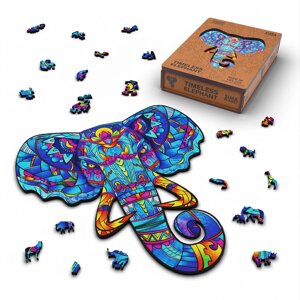 Пазл фигурный деревянный timeless elephant, размер 24х26 см, 183 детали