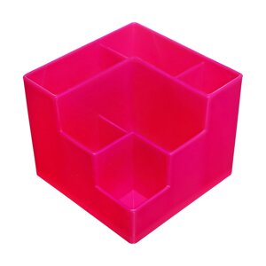 Подставка-органайзер для канцелярии 6 отделений цвет розовая