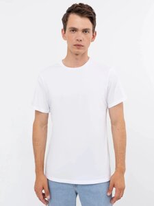 Прямая однотонная футболка белого цвета из хлопка