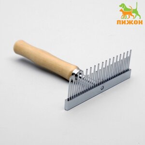 Расческа-грабли wood с зубьями разной длины, деревянная ручка, 12,5 х 9,5 см