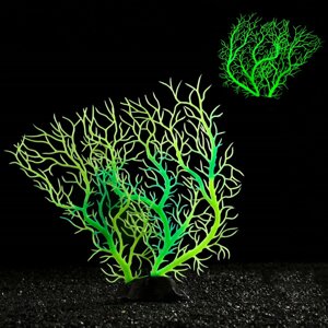 Растение искусственное аквариумное, светящееся, 20 см, зеленое