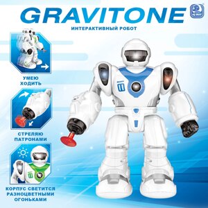 Робот gravitone, свет, звук, стреляет, на батарейках, русская озвучка, синий