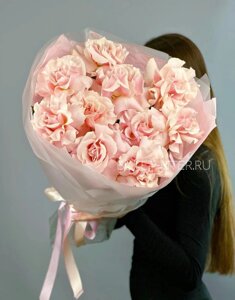 Розовые Французские розы в Матовой упаковке