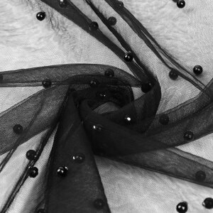 Сетка с бусинами, 150 см, 1 0,2 м, цвет черный