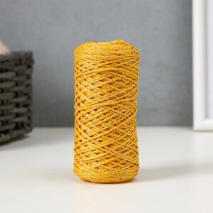 Шнур для вязания 100% полиэфир с люрексом 1 мм цилиндр,7510гр, 200м, 08-желтый+золото