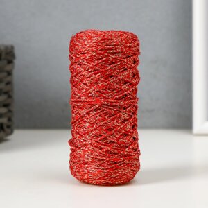 Шнур для вязания 100% полиэфир с люрексом 1 мм цилиндр, 7510гр, 200м, 27- красный+золото