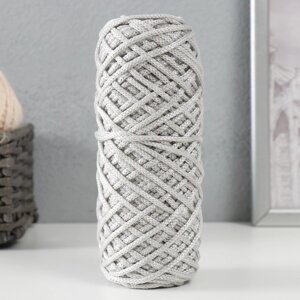Шнур для вязания 35% хлопок,65% полипропилен 3 мм 85м/16010 гр ( серый/белый)