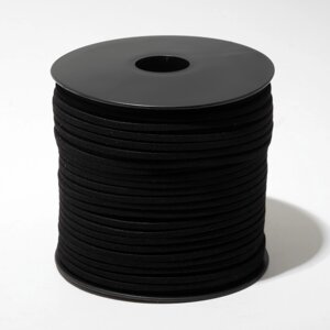 Шнур из искусственной замши на бобине, l= 90м, ширина 2,3мм, цвет черный