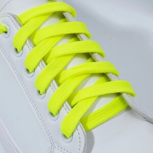 Шнурки для обуви, пара, плоские, 10 мм, 120 см, цвет желтый неоновый