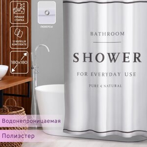 Штора для ванны доляна shower с люверсами, 180180 см