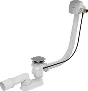 Сифон Alca Plast A565CRM2-120 для ванны с напуском воды через перелив для ванн с толстыми стенками, хром