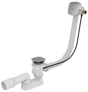 Сифон Alca Plast A565CRM3-80 для ванны с напуском воды через перелив для ванн с толстыми стенками, хром