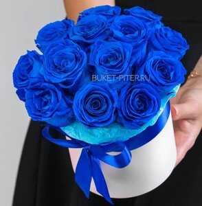 Синие Розы в Белой Коробочке