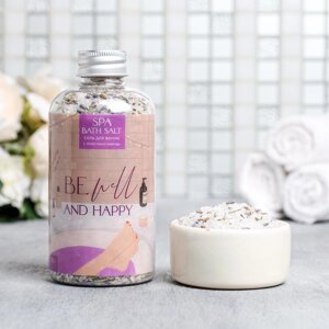 Соль для ванны с лепестками лаванды be well and happy, 370 г, beauty fох