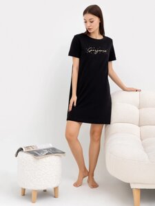 Сорочка ночная женская черная с печатью
