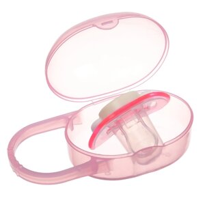 Соска - пустышка ортодонтическая с контейнером,3мес., цвет розовый
