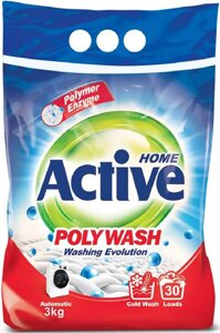 Средство для стирки ACTIVE Стиральный порошок автомат Poly Wash, 3кг (511701038)