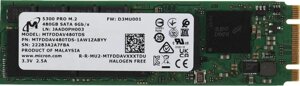 SSD накопитель micron 5300PRO 480GB M. 2 2280 SATA3 (mtfddav480TDS-1AW1zabyy)