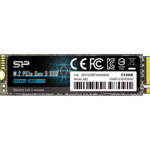 SSD накопитель silicon power P34A60 512gb/PCI-E x4/M. 2 2280 (SP512GBP34A60M28)