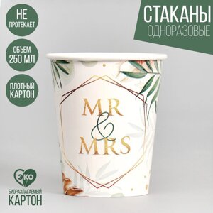 Стакан одноразовый бумажный mr&mrs, набор 6 шт, 250 мл