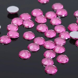 Стразы плоские круг, 6 мм, набор 40 шт. цвет темно-розовый
