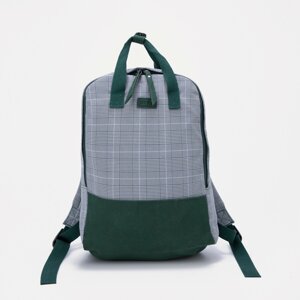 Сумка-рюкзак на молнии, 3 наружных кармана, цвет зеленый