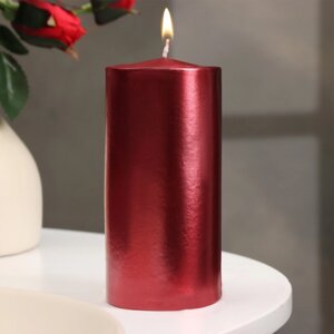 Свеча - цилиндр парафиновая, лакированная, красный металлик, 5,612 см