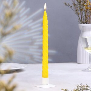 Свеча витая, 2,2х 25 см, лакированная желтая