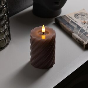 Светодиодная свеча витая лиловая, 7.5 12.5 7.5 см, пластик, воск, батарейки ааах2 (не в комплекте), свечение теплое белое