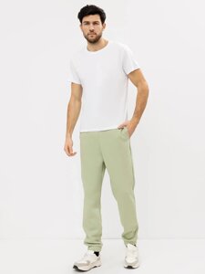Теплые брюки-джоггеры мужские в зеленом оттенке